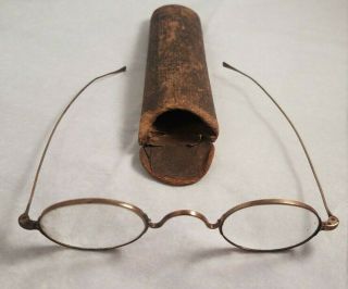 Antique Gold / Gold - Filled Eye Glasses Spectacles With Leather Case