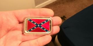 Rare Enameled Confederate Flag One Ounce Fine Silver Bar W/case.