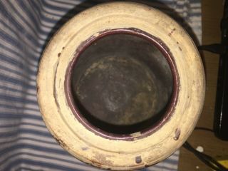 Antique Primitive Wax Sealer Pottery Crock Jar Albany Slip Glaze Half Gallon 2