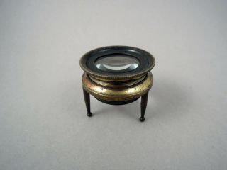Antique Brass Tripod Stand Magnifier Or Loupe From 19th Century Victorian Era Wd