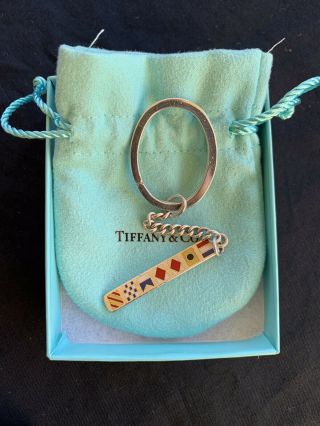 Tiffany & Co Rare Silver Enamel Nautical Key Chain Key Ring Keychain