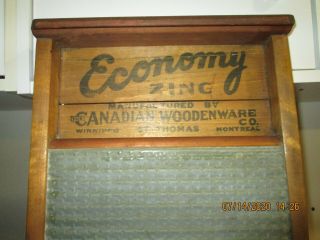 Vintage ECONOMY SCRUB WASH BOARD (Zinc) - MANUFACTURED by CANADIAN WOODENWARE CO. 2