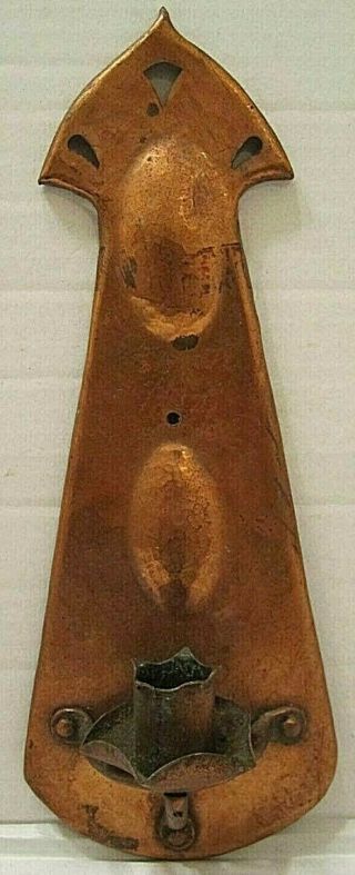 Antique Arts & Crafts Mission Hand Hammered Copper Candle Sconce