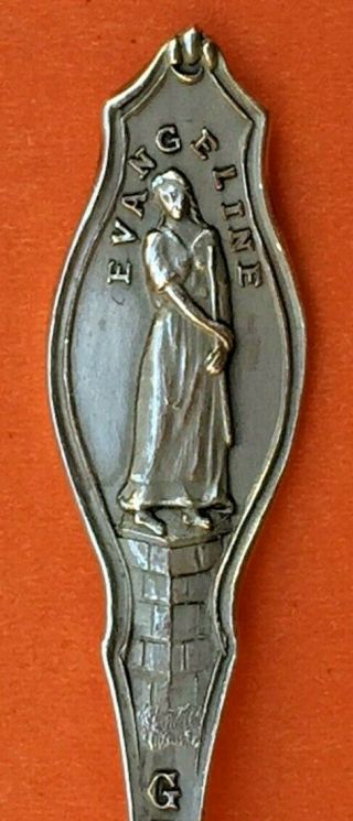 Evangeline Lady Grand Pre Nova Scotia Canada Sterling Silver Souvenir Spoon