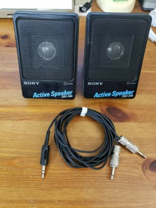 Rare Two (2) Vintage Walkman - Sony Active Speaker Srs - 30a W/ Cords