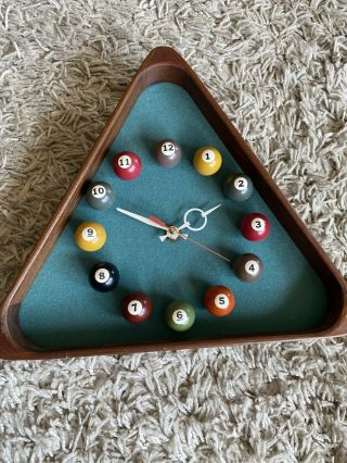 Rare Pool Balls Wall Clock Rack Clock.  Japan Movement.