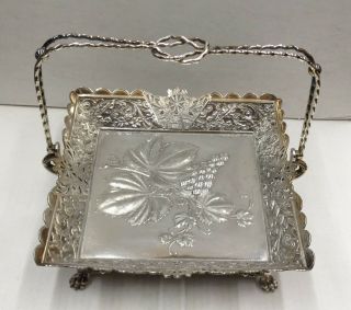 Antique Silverplate Footed Fruit Basket With Embossed Handle Wilcox