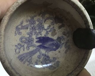 Antique Ceramic Metal Ladle 1800’s Transferware Farmhouse Blue & White Primitive 2