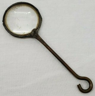 Vintage/antique Magnifying Glass Hand Held With Brass Handle & Frame Steampunk