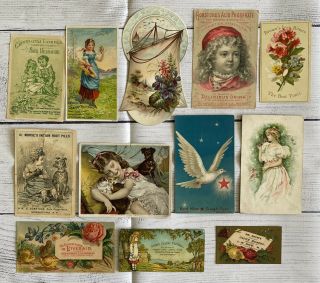 12 Antique Victorian Trade Cards For Patent Medicines/quack?auction