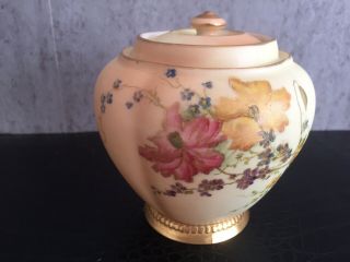 Antique Royal Worcester Blush Ivory Porcelain Lidded Jar