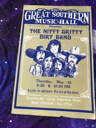 Vintage Nitty Gritty Dirt Band Concert Poster Rare