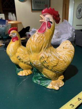Vintage Rooster And Hen Figurines 40’s - 50’s Coventry Usa Rare Set