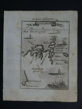 1719 Manesson Mallet Atlas Map Solomon Islands - Isles De Salomon