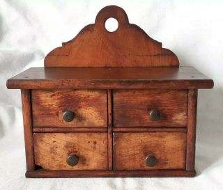 Antique Wooden 4 Drawer Spice/apothecary Cabinet