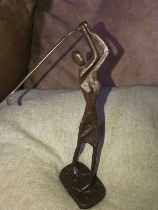 Art Deco Style Bronzed Figure Of A Lady Golfer In Action Pose