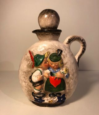 Rare Vintage Goebel Ceramic Decanter Bottle German Boy Girl Signed K.  L 24