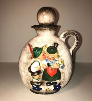 Rare Vintage Goebel Ceramic Decanter Bottle German Boy Girl Signed K.  L 24 2