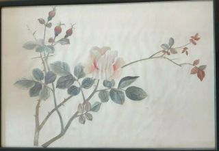 A Lovely Qing Dynasty Chinese Silk Embroidery Of A Rose