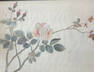 A Lovely Qing Dynasty Chinese Silk Embroidery Of A Rose 3