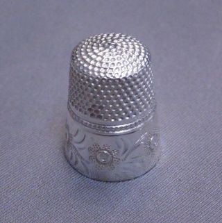 Antique Sterling Silver Sewing Thimble | Waite - Thresher | Victorian | Size 8