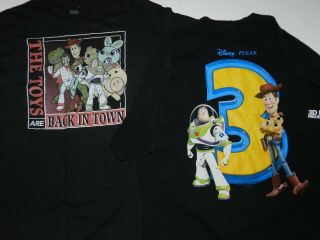 Rare Toy Story 3 3d Digital Projection Team T Shirt Xl& Toy Story 4 T Shirt L