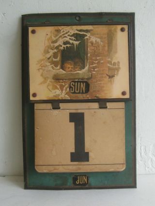 Antique Victorian Era Matt Parrott Tin Litho Advertising Perpetual Calendar Sign