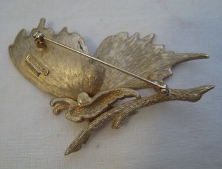 RARE VINTAGE C.  1950’s - 60’s “©BOUCHER 1066 P” INSECT ON BRANCH BROOCH B&W ENAMEL 2