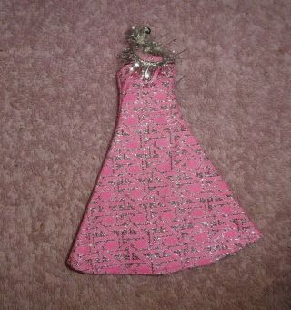 Vintage Topper Dawn Doll Or Family Pink Dress With Silver Trim