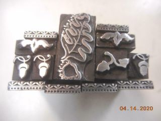 Printing Letterpress Printer Block Antique Acorns & Leaf Ornament Dingbats