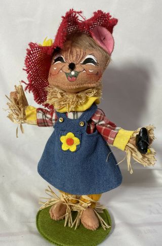 Rare Annalee Thanksgiving Harvest Doll Girl Scarecrow Mouse 10 " Tall