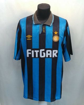 Inter Milan 1991/1992 Home Football Jersey Rare Umbro Soccer Shirt Size Men 