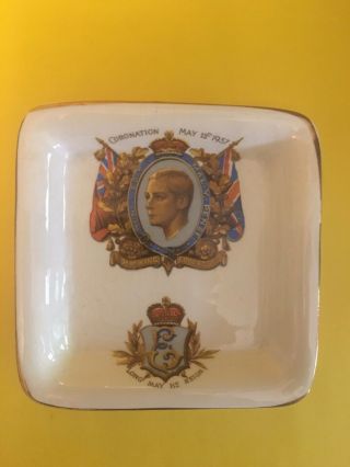 Rare King Edward Viii Coronation Commemorative Small Square Plate 1937
