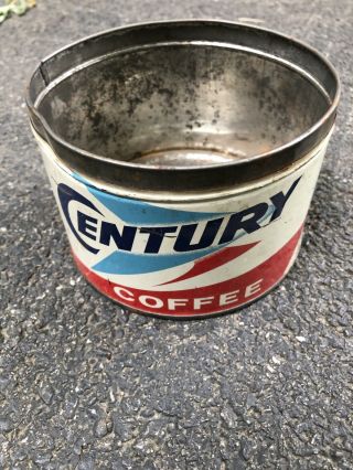 Vintage Century Metal Coffee Can Decorative Rare Red/white/blue 1lb Ohio