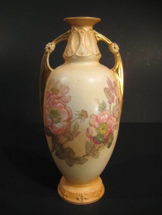 German Austrian Antique Art Nouveau Handled Floral Vase 9.  75 "