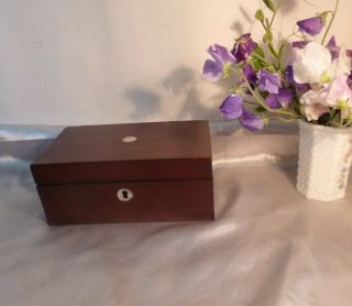 Victorian Antique Rosewood Veneered Small Box With Mother Of Pearl Inlay