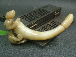 Chinese Antique Celadon Nephrite Old Hetian - Jade Happly Lover Statue/pendant