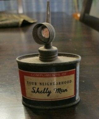 Vintage SKELLY OILSALL HANDY OILER 2 CAP SPOUT Rare Old Advertising Oil Tin Can 2