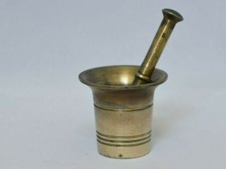 Antique Vintage Brass Mortar And Pestle Solid Brass Medical Herbs Instrument