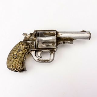 Antique Westmoreland Pressed Glass - Silvered Revolver Pistol Gun - Unusual