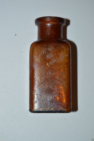 Wow Antique Poison? Small 2 3/4 " Amber Glass Bottle Pd&co C - 4 Great Aging Rare