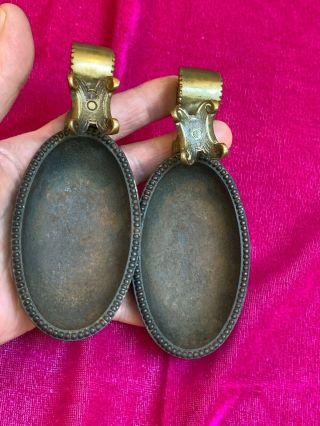 Yale Lock Company Set Of 2 Rare Antique Bronze & Brass Spoon Rests Holders