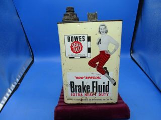 Rare Vintage Advertising Bowes Seal Fast Brake Fluid 1 Gal Can Indianapolis 500