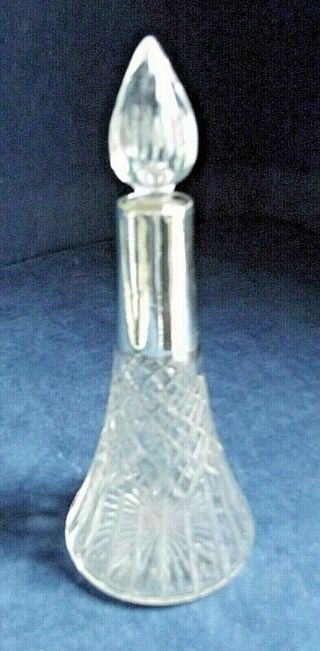 Good Tall 8 " Solid Silver Mounted Lotion / Scent Bottle London 1920