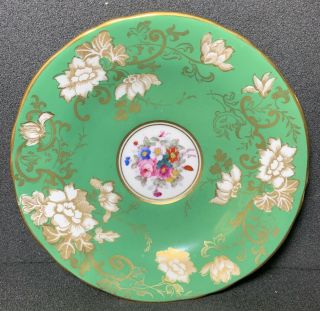 CROWN STAFFORDSHIRE Tea Cup & Saucer Green Floral Extensive Gold 3