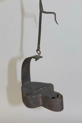 Very Rare 18th C Wrought Iron Betty Lamp In Old Surface And