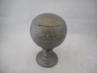 Chinese Huikee Swatow Antique Pewter Globe Shaped Tea Caddy With Inner Liner