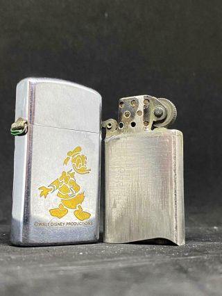 1975 Vintage Rare Disney Donald Duck Slim Zippo Lighter