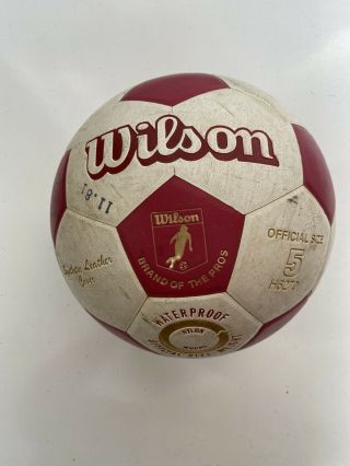 Rare Wilson Vintage Nylon Wound Leather Soccer Ball Football Official Size 5