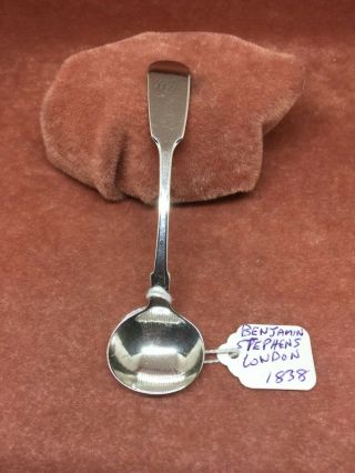 A Large Solid Silver Fiddle Pattern Salt Spoon B.  Stephens Hm London 1838